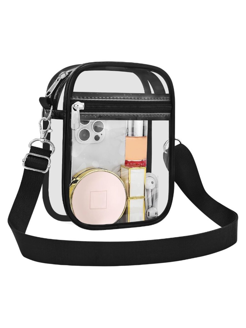 Clear PVC Messenger Bag Stadium Approved Crossbody Purse for Concerts